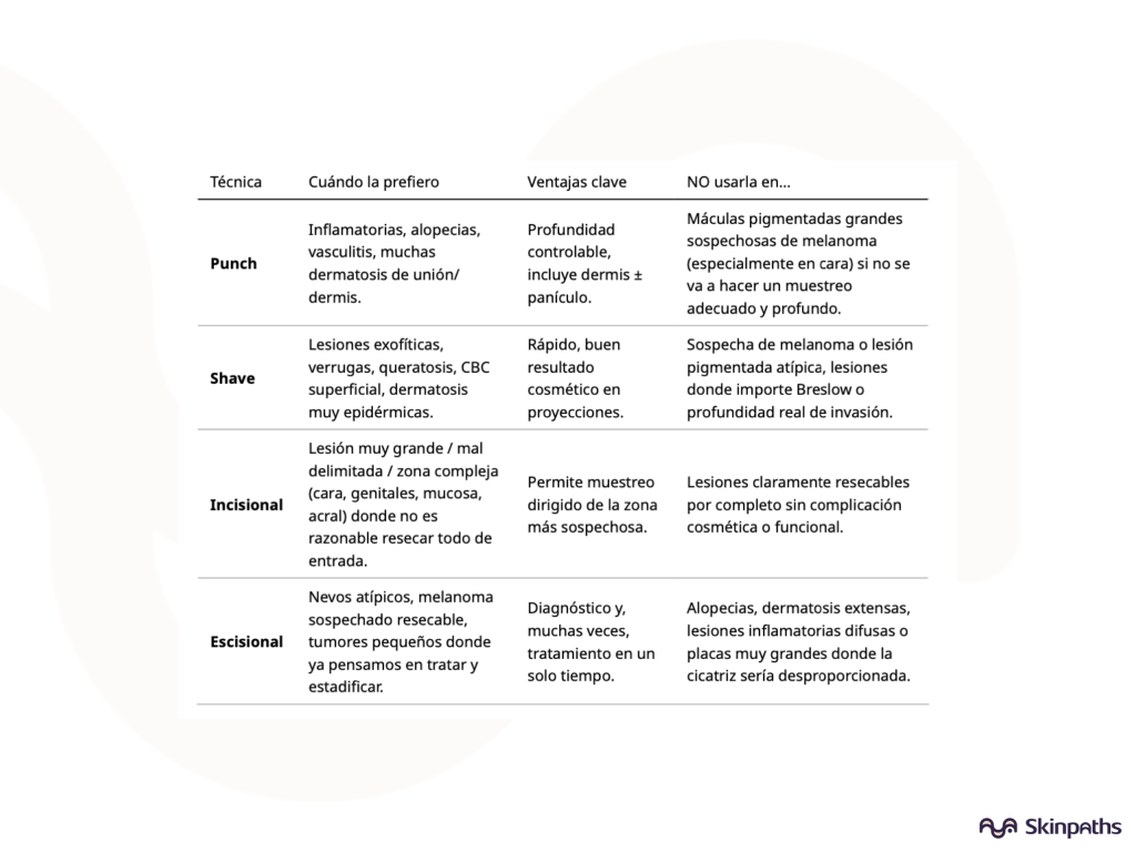Biopsia de piel: tipo adecuado según lesión y localización | CR